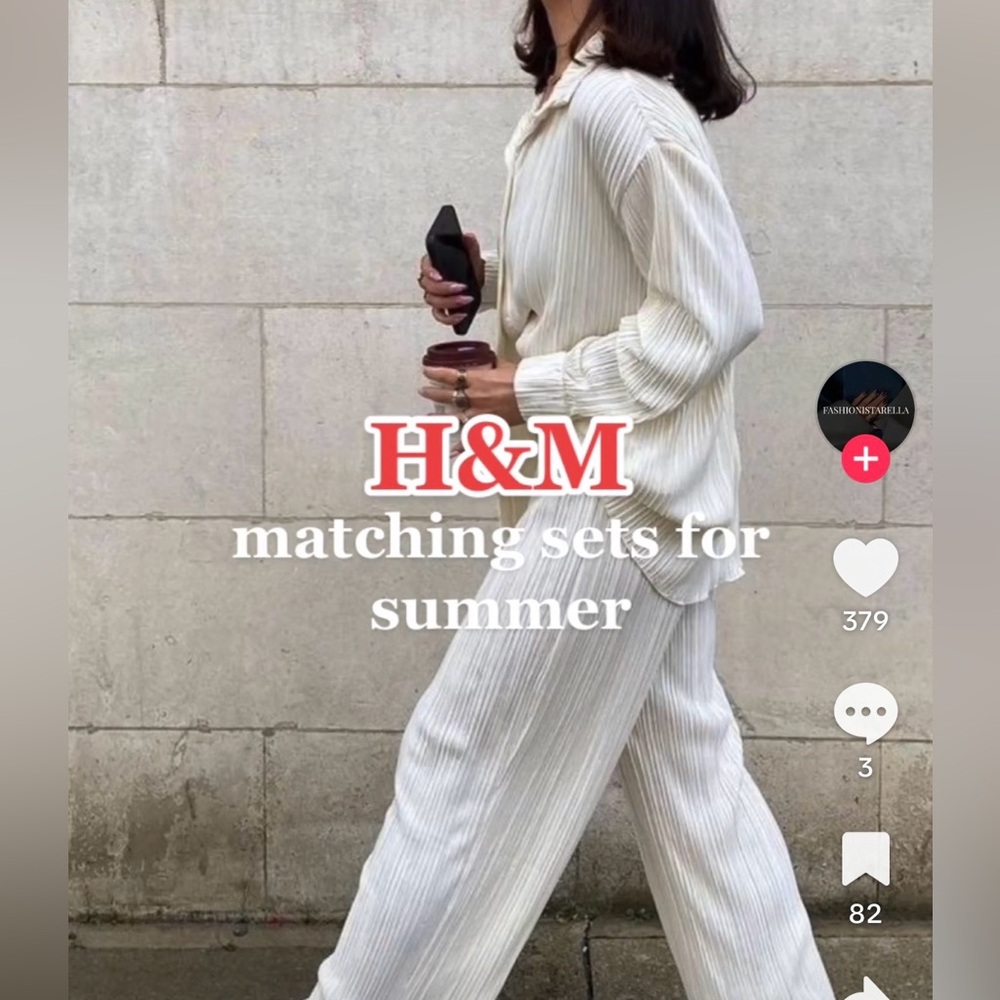 H&M matching set wide leg pants and blouse NWT
